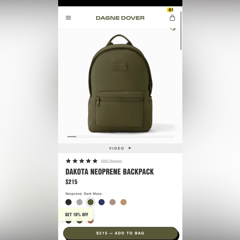 NEW NWT Dakota Neoprene Large Backpack